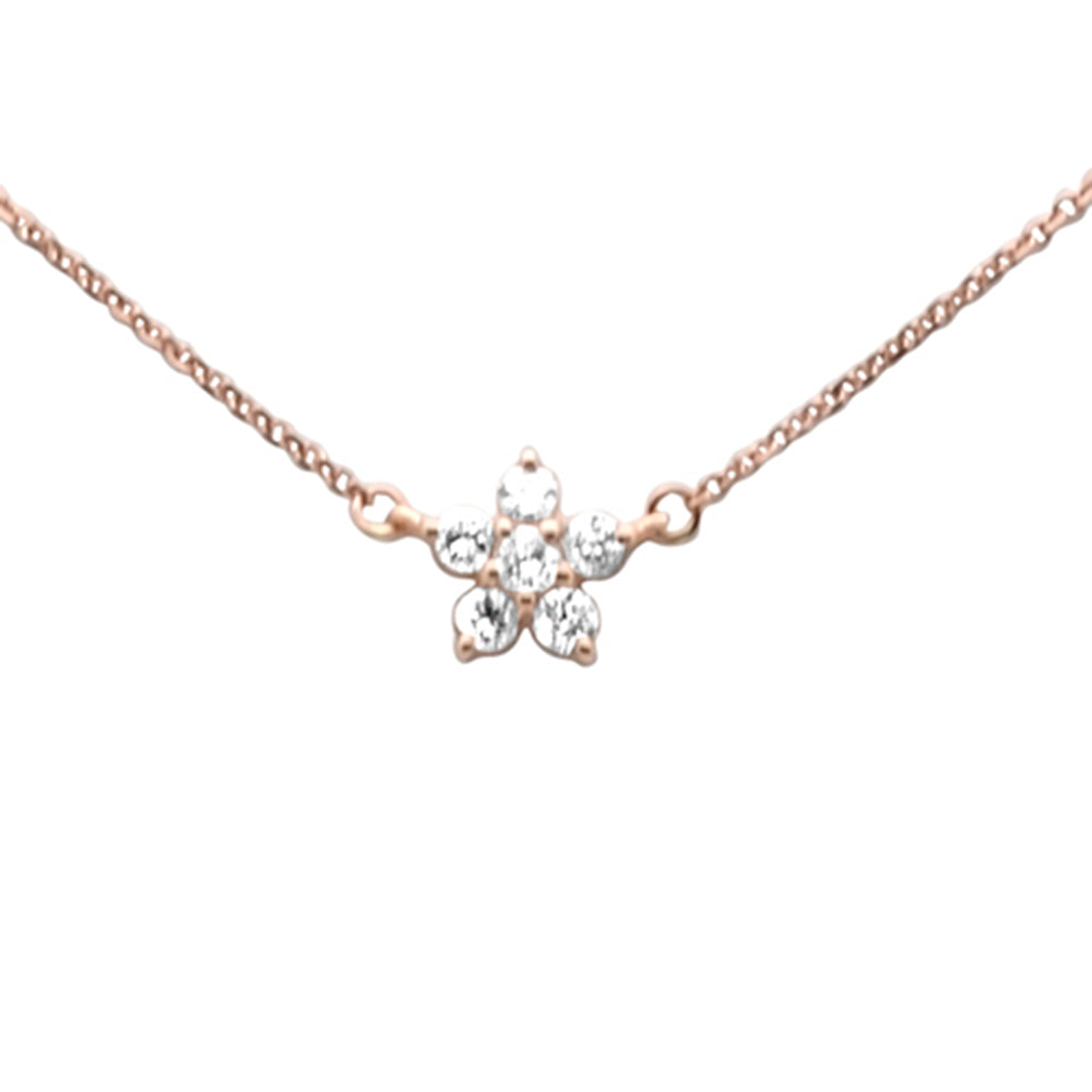 ''SPECIAL!.27ct G SI 14K Rose Gold Diamond FLOWER Pendant Necklace 16+2'''' EXT Long''