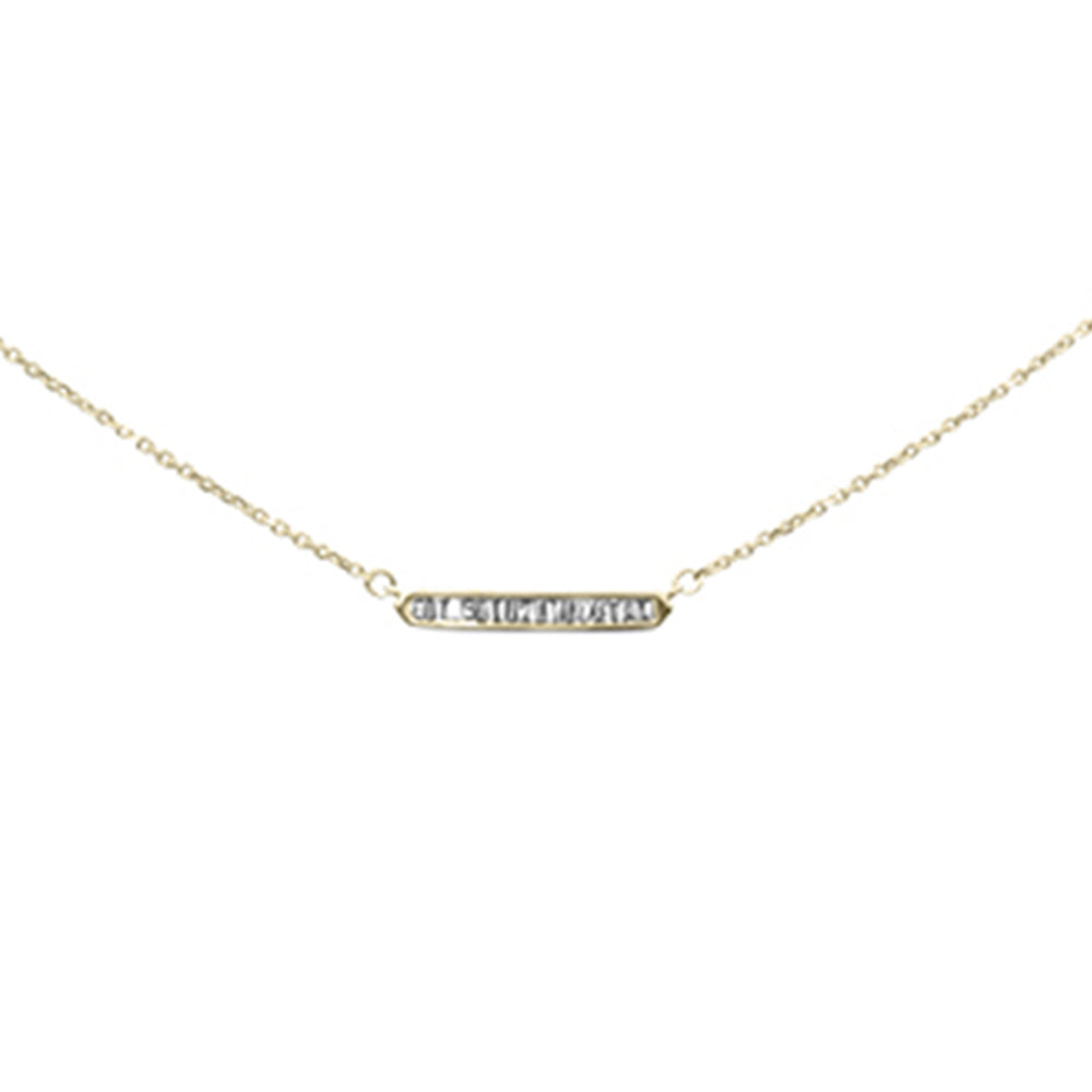 ''SPECIAL! .14ct G SI 14K Yellow GOLD Baguette Diamond Pendant Necklace 16+2''''Ext Chain''