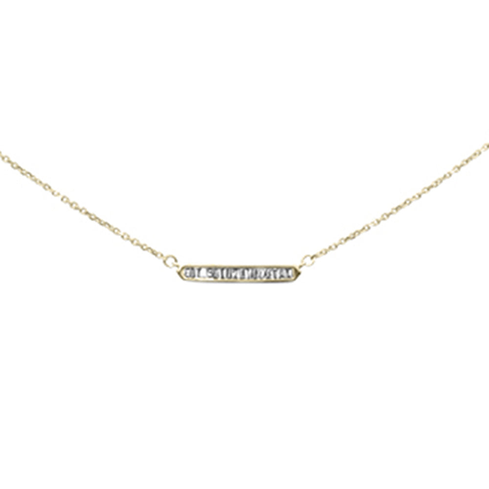 ''SPECIAL! .14ct G SI 14K Yellow Gold Baguette Diamond PENDANT Necklace 16+2''''Ext Chain''