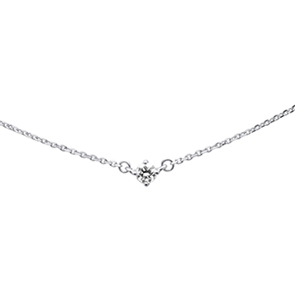 ''SPECIAL! .13ct G SI 14K White Gold Diamond Solitaire Pendant NECKLACE 16+2''''Ext Chain''