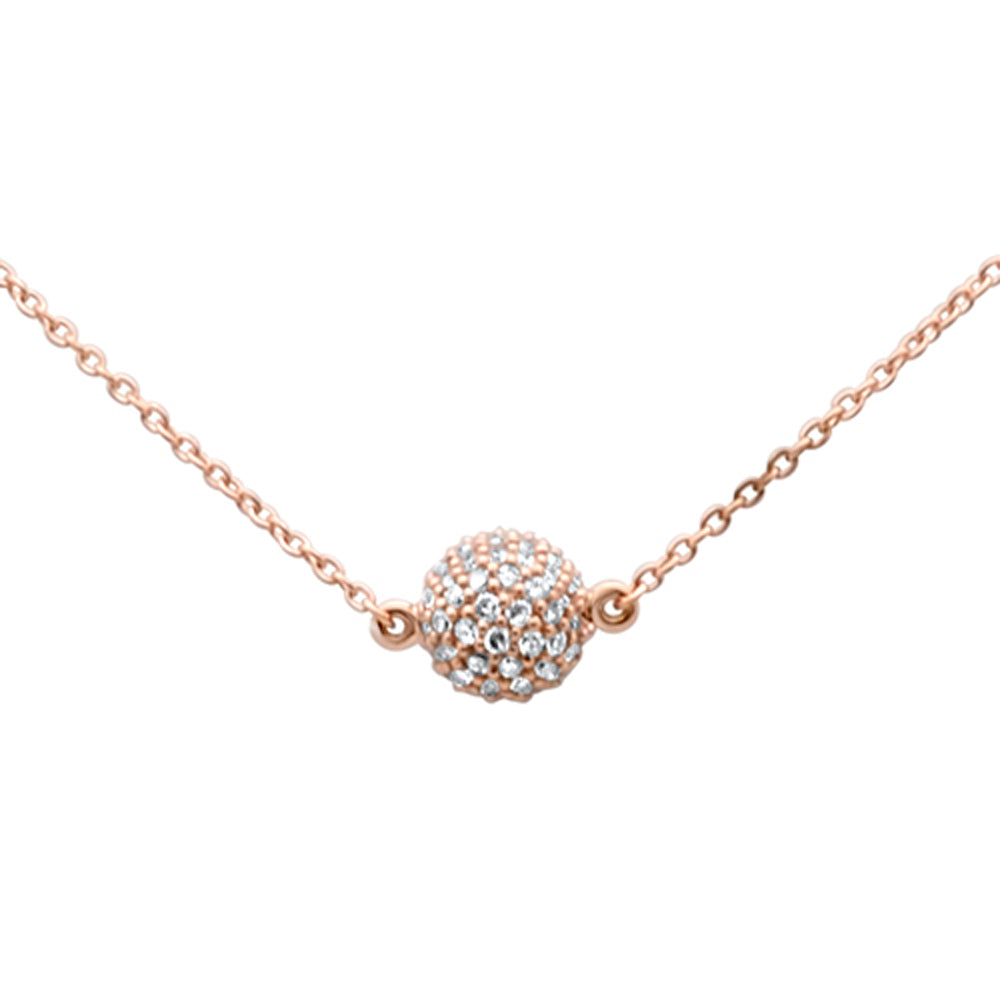 ''.33ct G SI 14K Rose Gold Diamond Ball PENDANT Necklace 16'''' + 2'''' EXT''