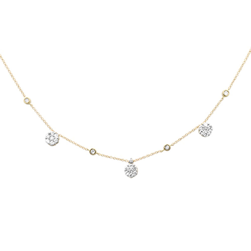 ''SPECIAL! .68ct G SI 14K Yellow Gold DIAMOND Flower Pendant Necklace 16+2''''Ext Long Chain''