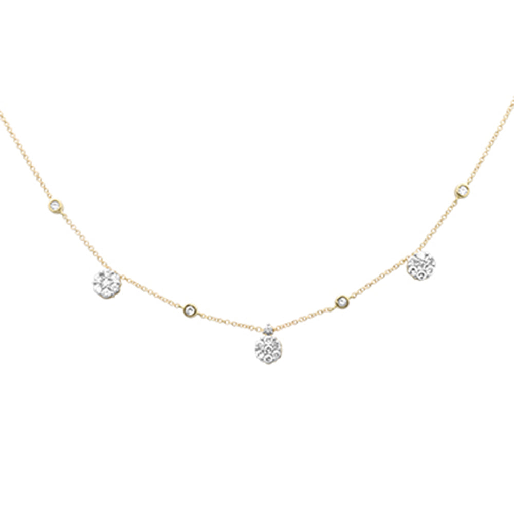 ''SPECIAL! .68ct G SI 14K Yellow Gold Diamond FLOWER Pendant Necklace 16+2''''Ext Long Chain''