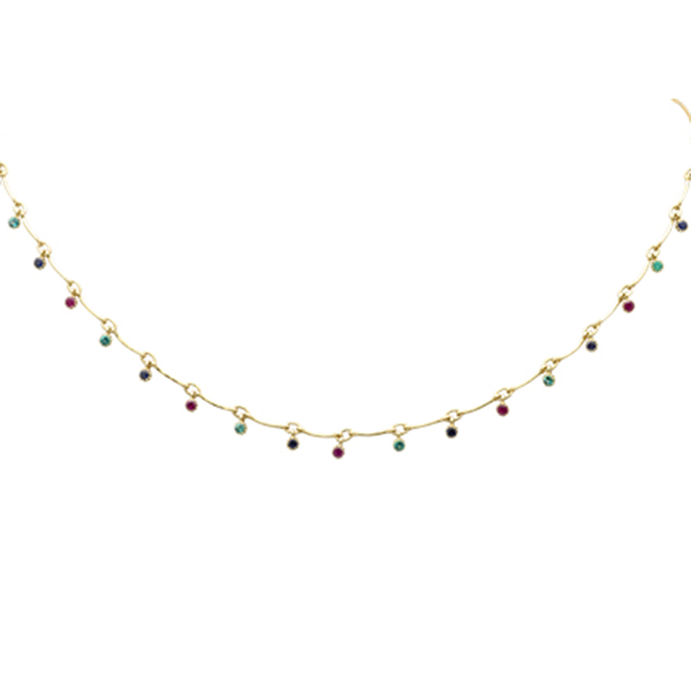 ''SPECIAL! 1.22ct G SI 14K Yellow Gold Multi Color Gemstones PENDANT Necklace 16+2''''Ext Long Chain''