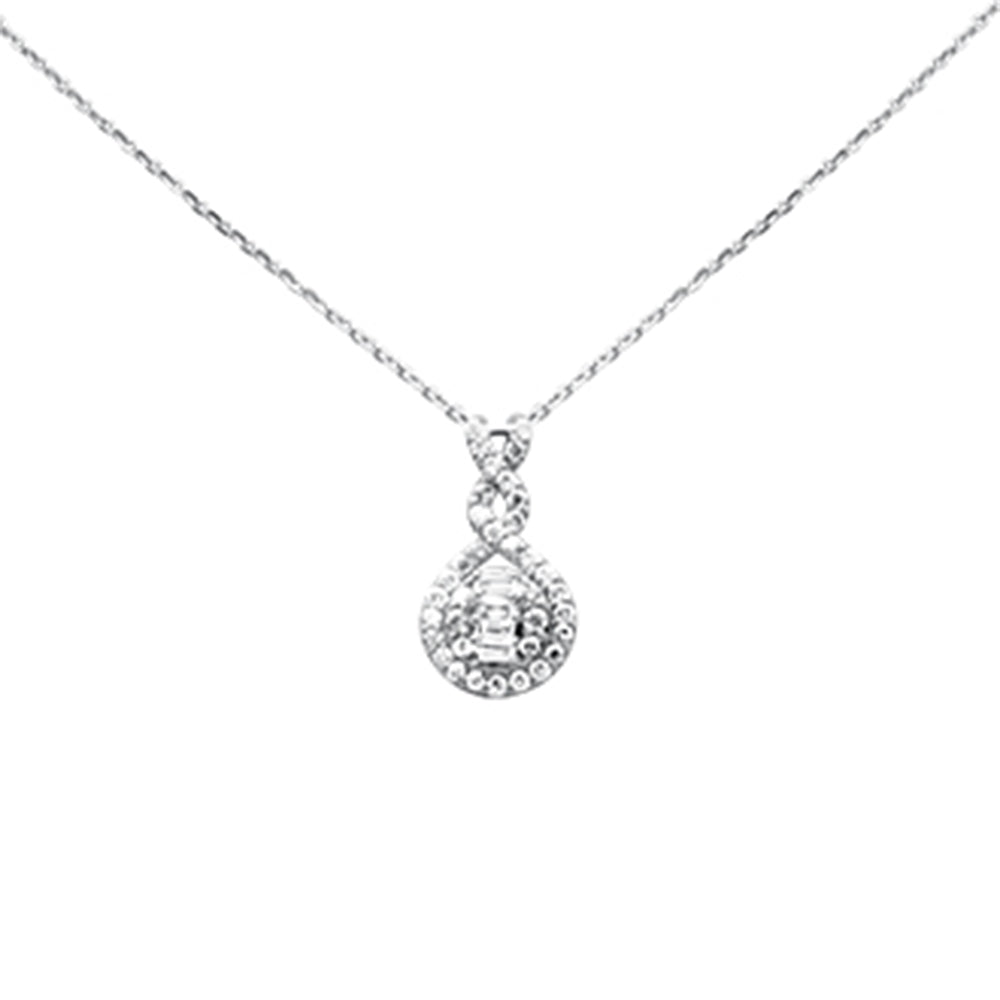 ''SPECIAL!  .45ct G SI 14K White Gold DIAMOND Round & Baguette Pendant 18'''' Necklace''