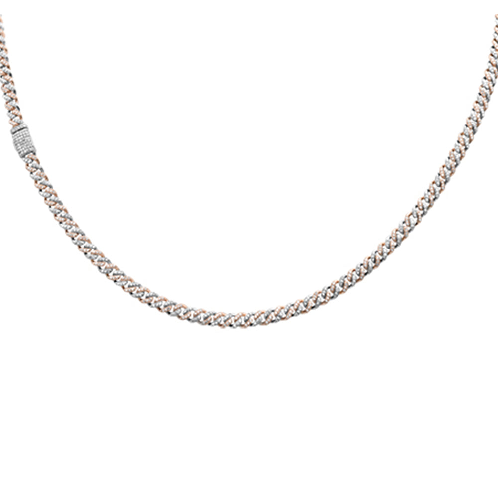 ''SPECIAL! 1.73ct G SI 14K White & Rose Gold Two Tone DIAMOND Cuban Necklace 16'''' Long''