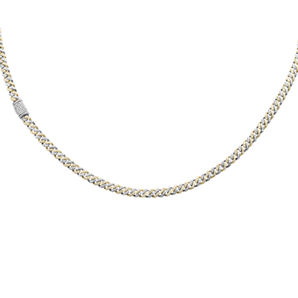 ''SPECIAL!  4MM 1.93ct G SI 14K White & Yellow Gold Two Tone DIAMOND Cuban Necklace 18'''' Long''