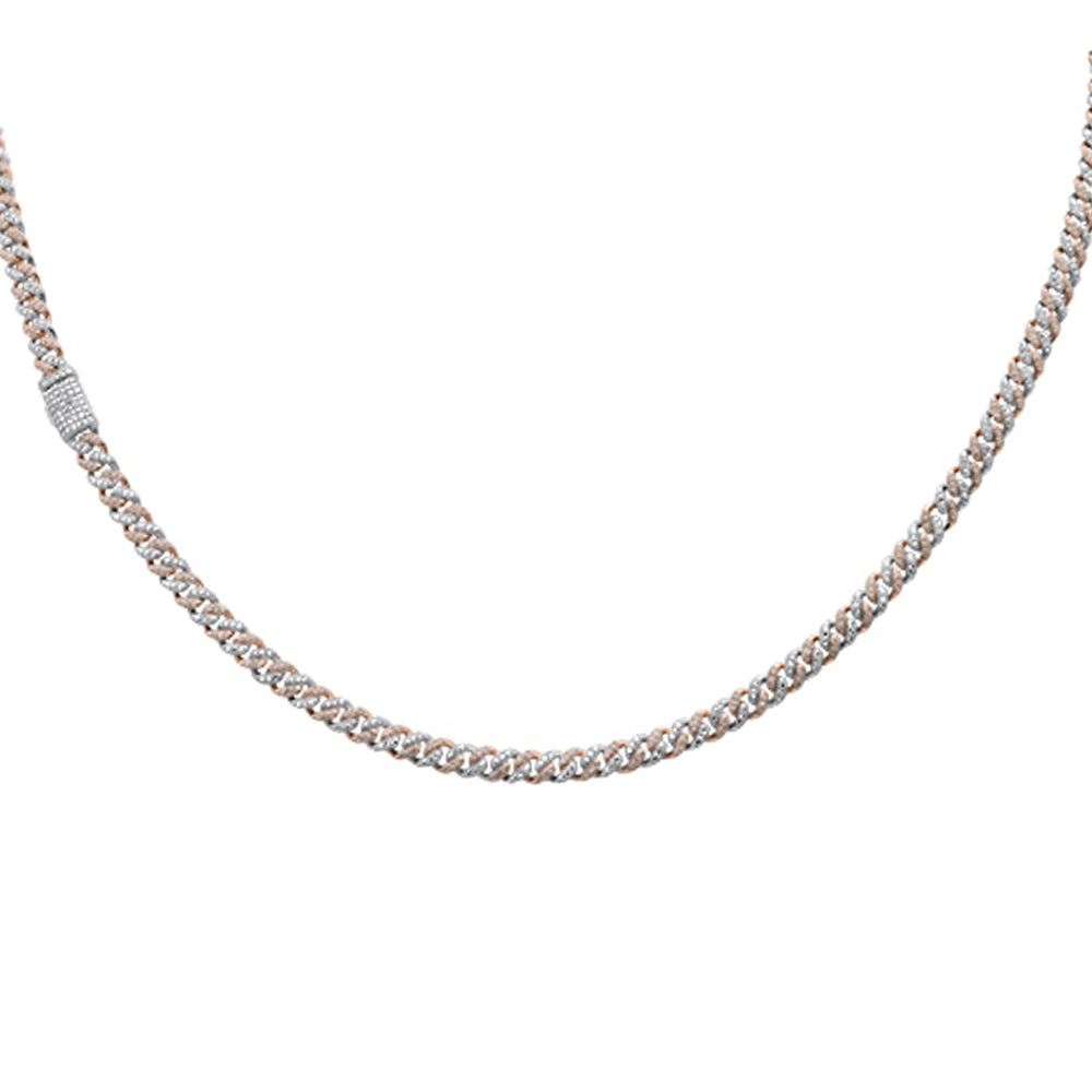 ''SPECIAL! 1.93ct G SI 14K White & Rose Gold Two Tone DIAMOND Cuban Necklace 18'''' Long''