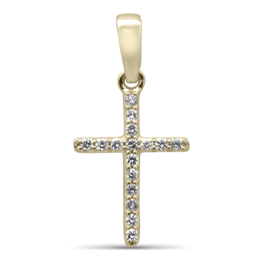 .10ct G SI 14K Yellow Gold Diamond Cross PENDANT No Chain