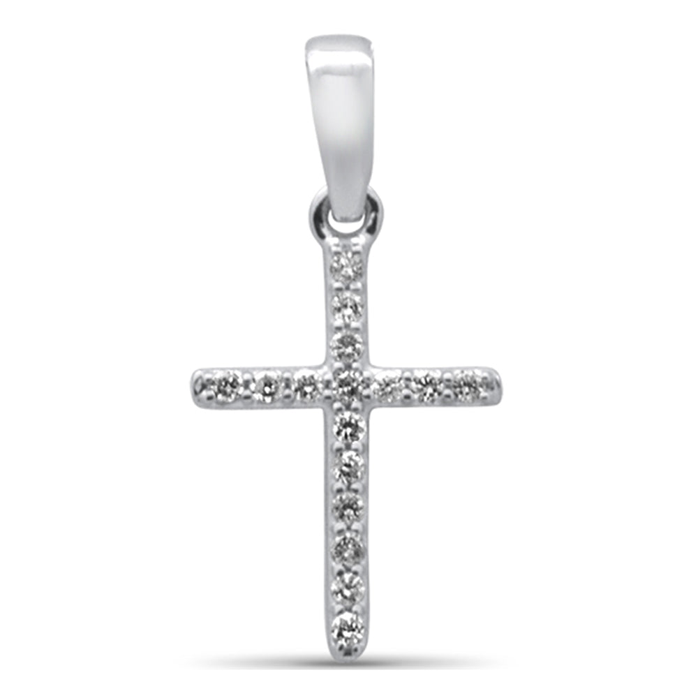 .11ct G SI 14K White Gold Diamond Cross PENDANT No Chain