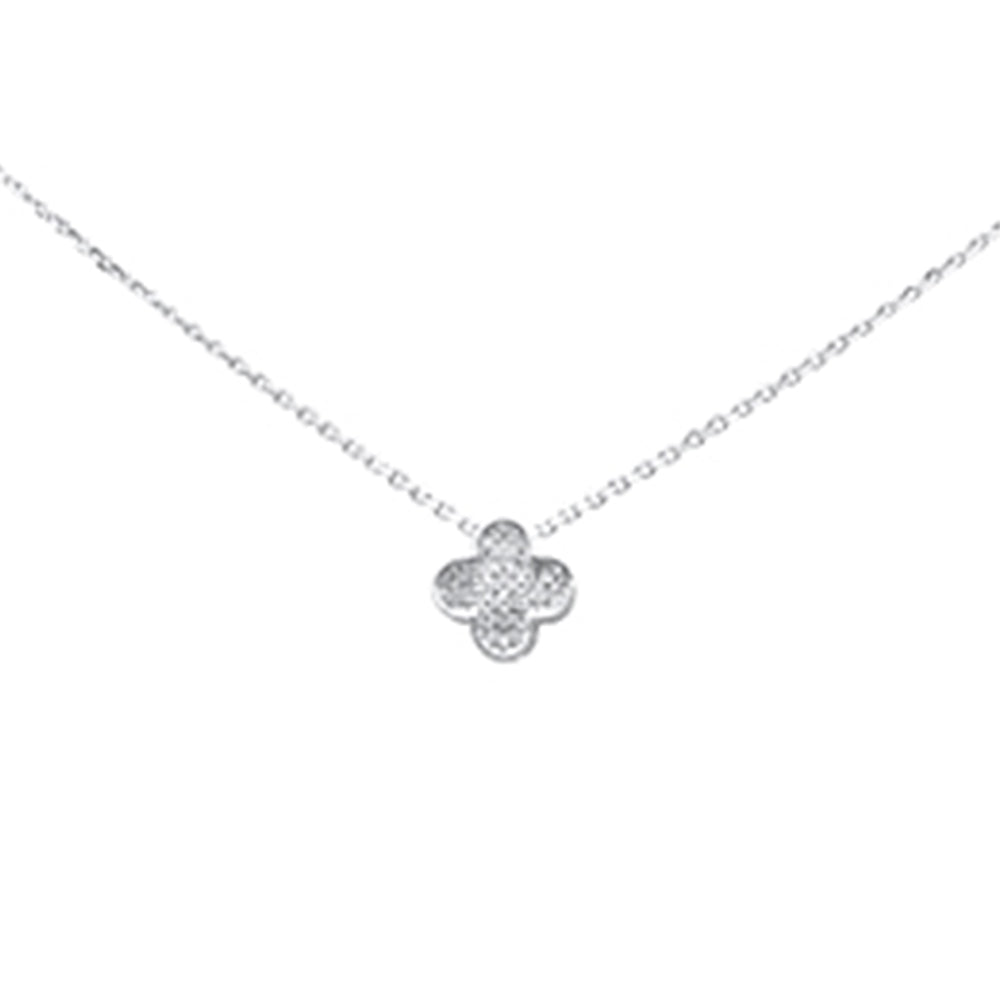 ''SPECIAL! .06ct G SI 14K White Gold DIAMOND Flower Pendant Necklace 16+2'''' Long Chain''