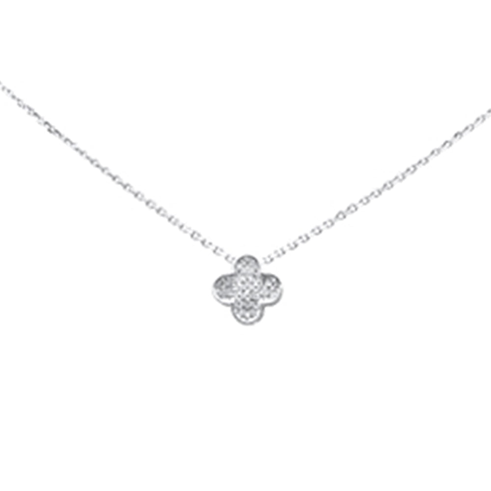 ''SPECIAL! .06ct G SI 14K White Gold Diamond Flower PENDANT Necklace 16+2'''' Long Chain''