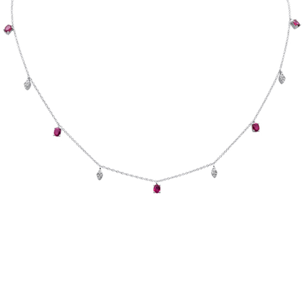 ''SPECIAL! 1.14ct G SI 14K White Gold Diamond & Ruby Gemstone Pendant NECKLACE 16+2'''' Long Chain''