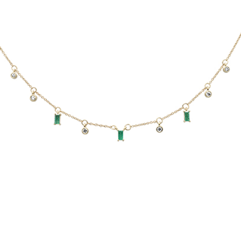 ''SPECIAL! .81ct G SI 14K Yellow Gold Diamond & Emerald Gemstone PENDANT Necklace 16+2'''' Long Chain''