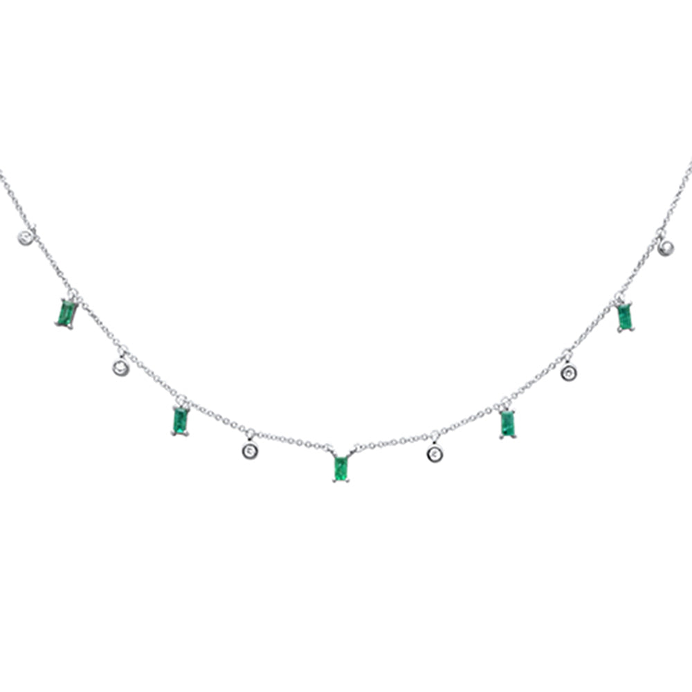 ''SPECIAL! .76ct G SI 14K White Gold Diamond Emerald Gemstone PENDANT Necklace 16'''' +2'''' EXT''