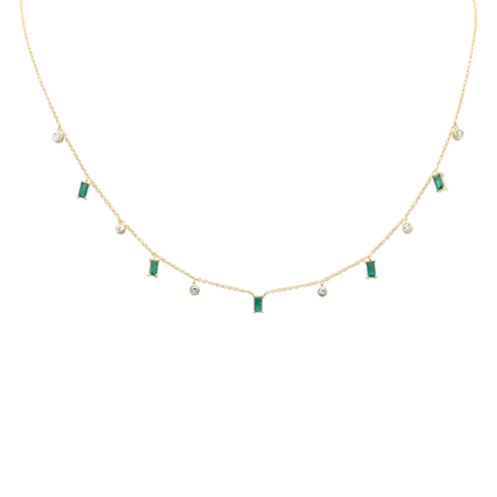 ''.71ct G SI 14K Yellow GOLD Diamond & Emerald Gemstone Pendant Necklace 16'''' + 2'''' Ext''