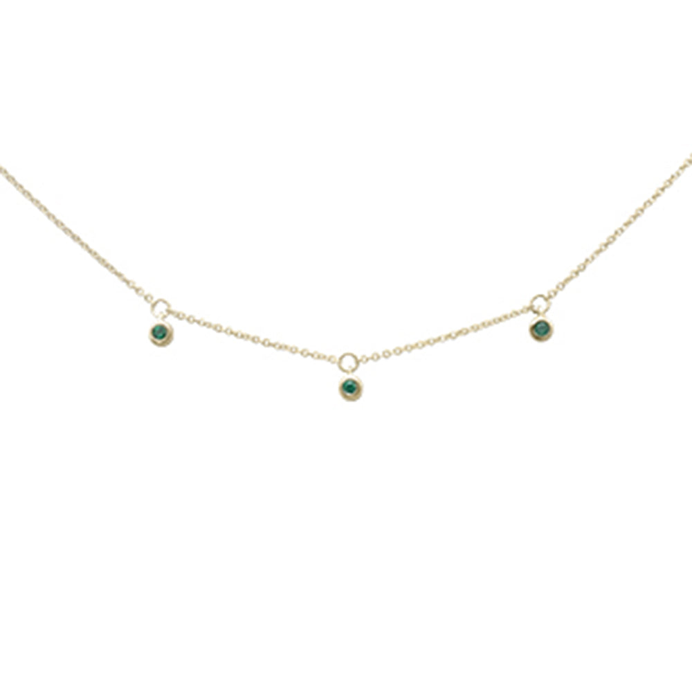''.07ct G SI 14K Yellow Gold Emerald Gemstone Pendant NECKLACE 16+2'''' Long Chain''