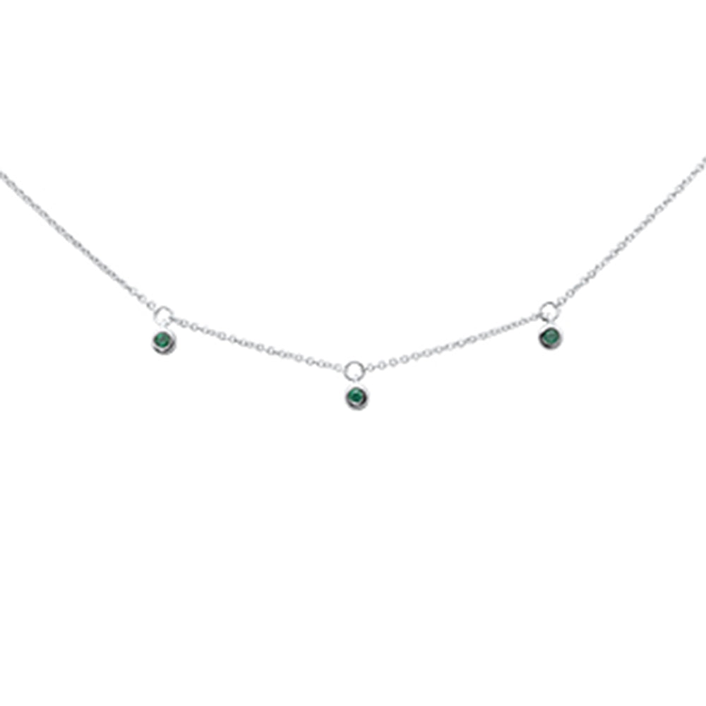 ''.07ct G SI 14K White Gold Emerald Gemstone PENDANT Necklace 16+2'''' Long Chain''