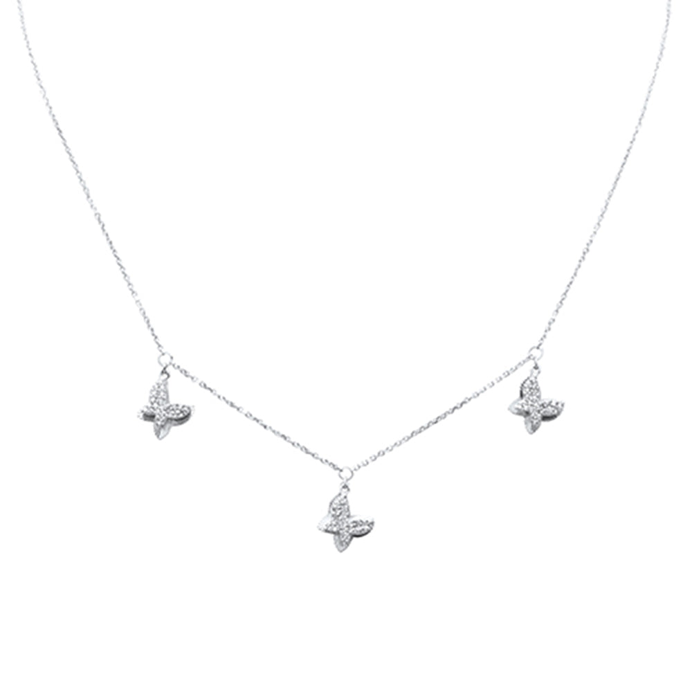 ''SPECIAL!  .30ct G SI 14K White Gold DIAMOND Butterfly Pendant Necklace 16+2'''' EXT Long''