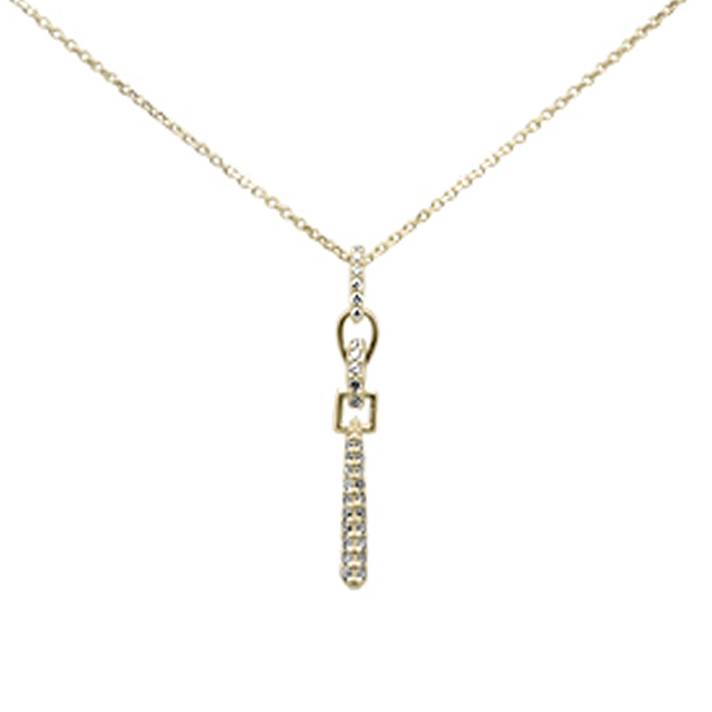 ''SPECIAL! .18ct G SI 14K Yellow GOLD Diamond Line Drop Pendant Necklace 16+2'''' Long Chain''