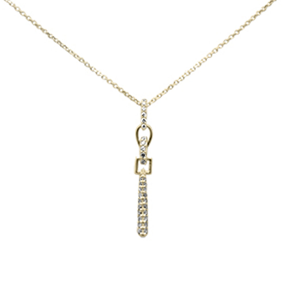 ''SPECIAL! .18ct G SI 14K Yellow Gold Diamond Line Drop PENDANT Necklace 16+2'''' Long Chain''