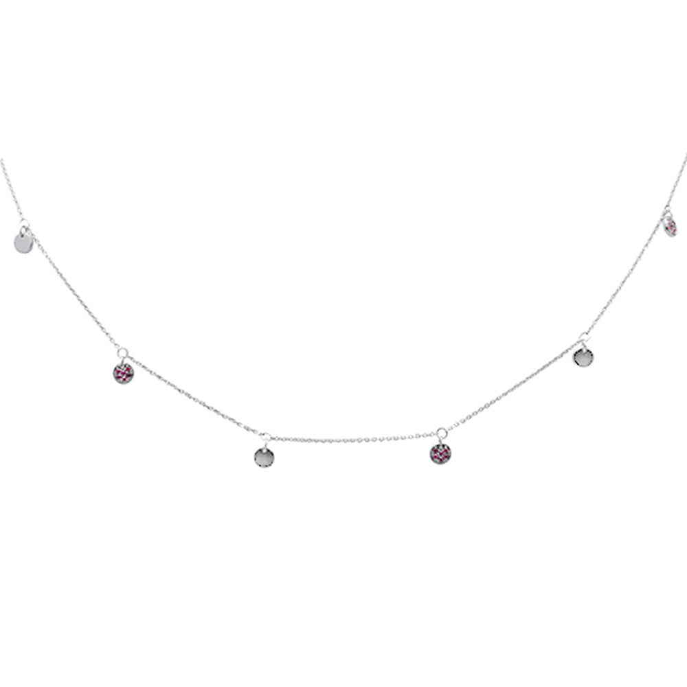 ''SPECIAL! .18ct G SI 14K White Gold Ruby Gemstone Pendant NECKLACE  16+2'''' Long Chain''
