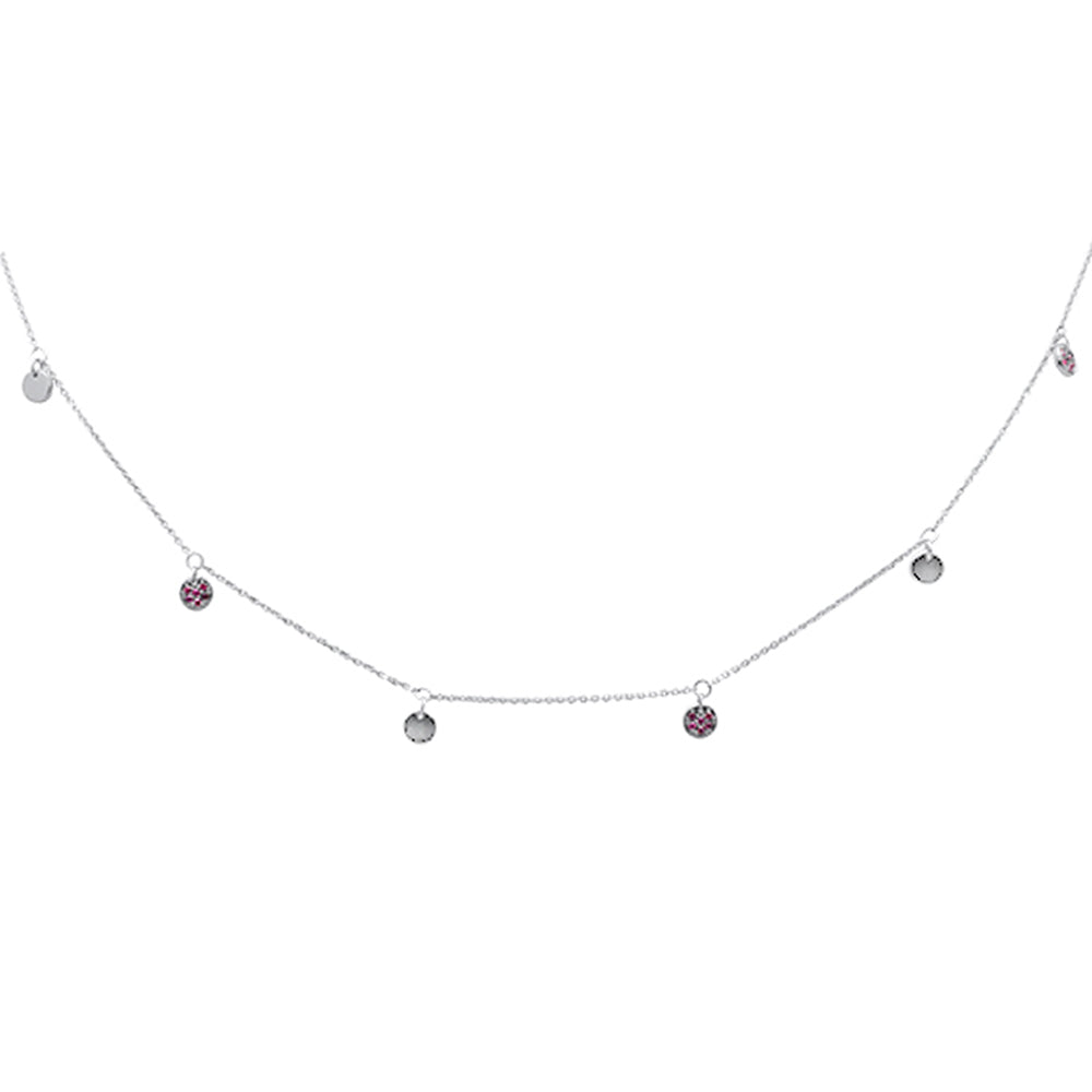 ''SPECIAL! .18ct G SI 14K White Gold Ruby Gemstone PENDANT Necklace  16+2'''' Long Chain''