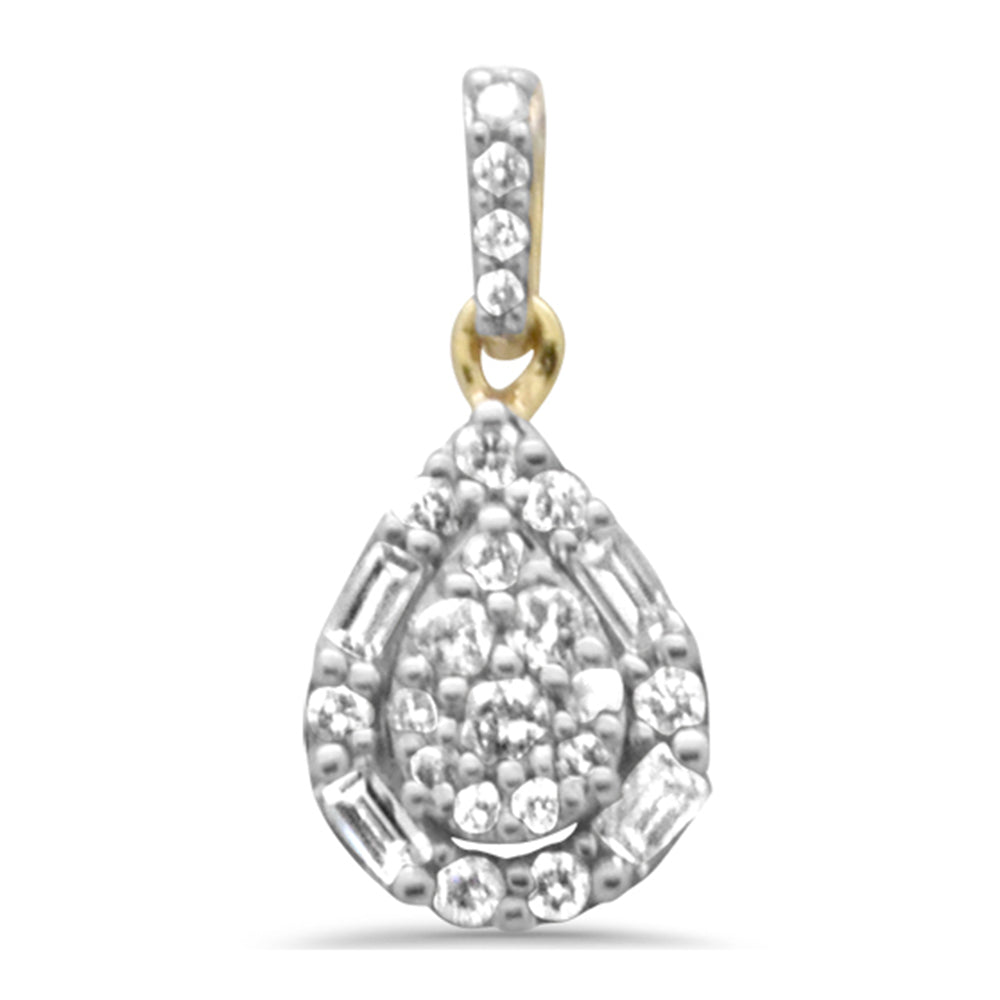 ''SPECIAL! .35ct G SI 14K Yellow Gold Round & Baguette Diamond PENDANT No Chain''