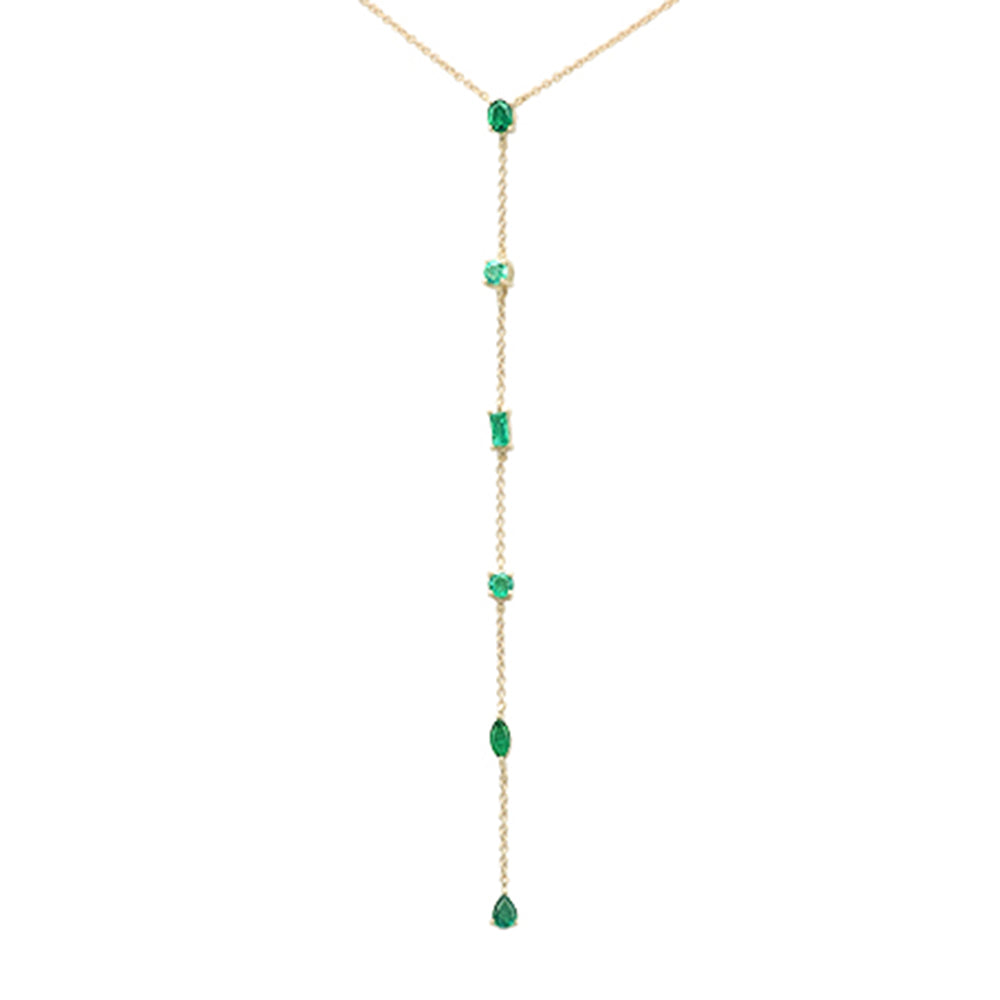 ''SPECIAL! .77ct G SI 14K Yellow Gold Emerald Gemstone Pendant NECKLACE 16+2'''' Long Chain''