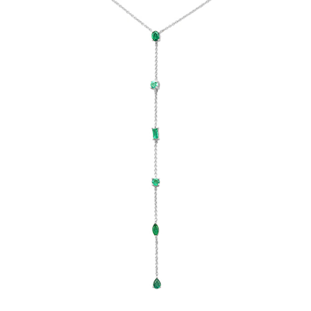 ''SPECIAL! .72ct G SI 14K White Gold Emerald Gemstone Pendant NECKLACE 16+2'''' Long Chain''