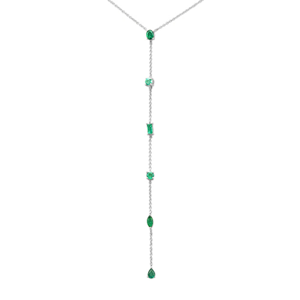 ''SPECIAL! .72ct G SI 14K White Gold Emerald Gemstone PENDANT Necklace 16+2'''' Long Chain''