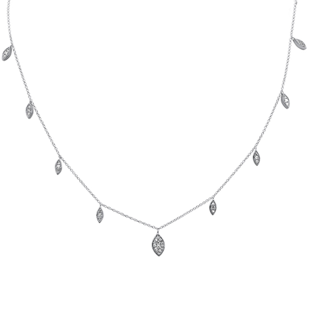 ''SPECIAL! .25ct G SI 14K White Gold DIAMOND Marquee Shaped Pendant Necklace 16+2'''' Long Chain''