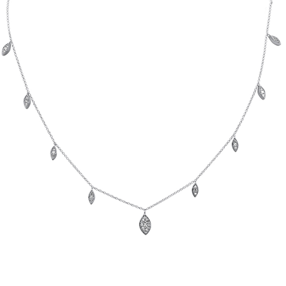 ''SPECIAL! .25ct G SI 14K White GOLD Diamond Marquee Shaped Pendant Necklace 16+2'''' Long Chain''