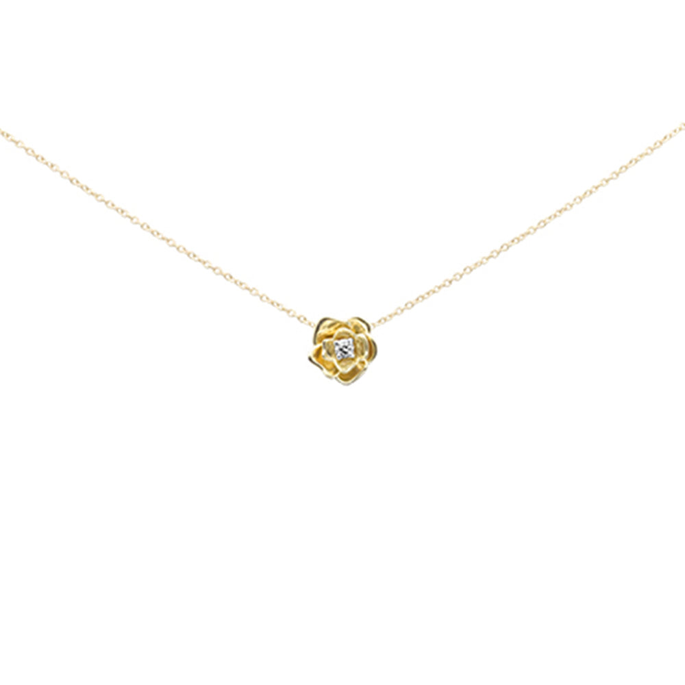 ''.05ct G SI 10K Yellow Gold Diamond Flower Shaped Pendant NECKLACE 16+2'''' EXT Chain''