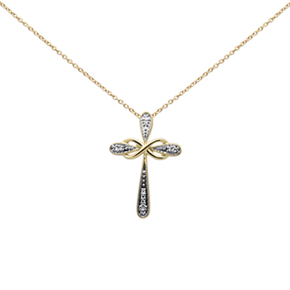 ''.05ct G SI 10K Yellow Gold DIAMOND Cross Pendant Necklace 18'''' Long''