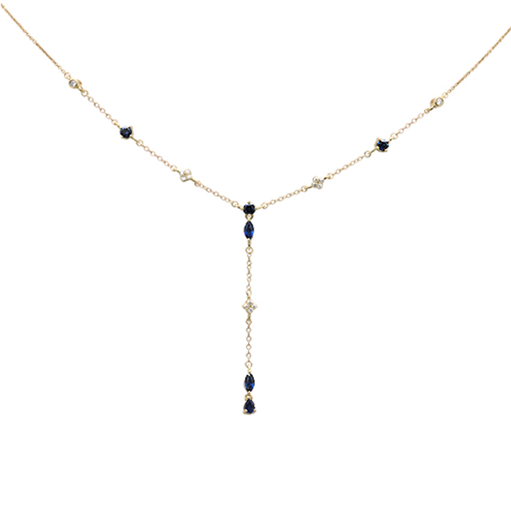 ''SPECIAL!1.22ct G SI 14K Yellow Gold Diamond & Blue Sapphire Gemstone Pendant NECKLACE 16+2'''' EXT Lo