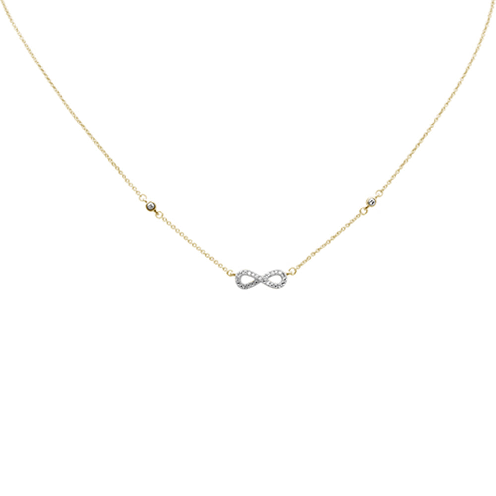 ''.12ct G SI 14K Yellow GOLD Infinity Style Diamond Pendant Necklace 16+2'''' EXT Long''