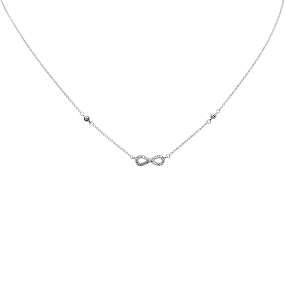 ''.12ct G SI 14K White Gold Infinity Style Diamond Pendant NECKLACE 16+2'''' EXT Long''