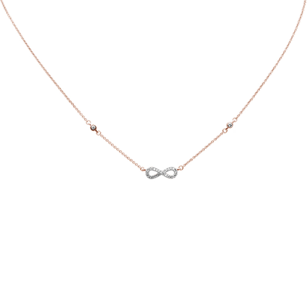 ''.11ct G SI 14K Rose Gold Infinity Style Diamond Pendant NECKLACE 16+2'''' EXT Long''