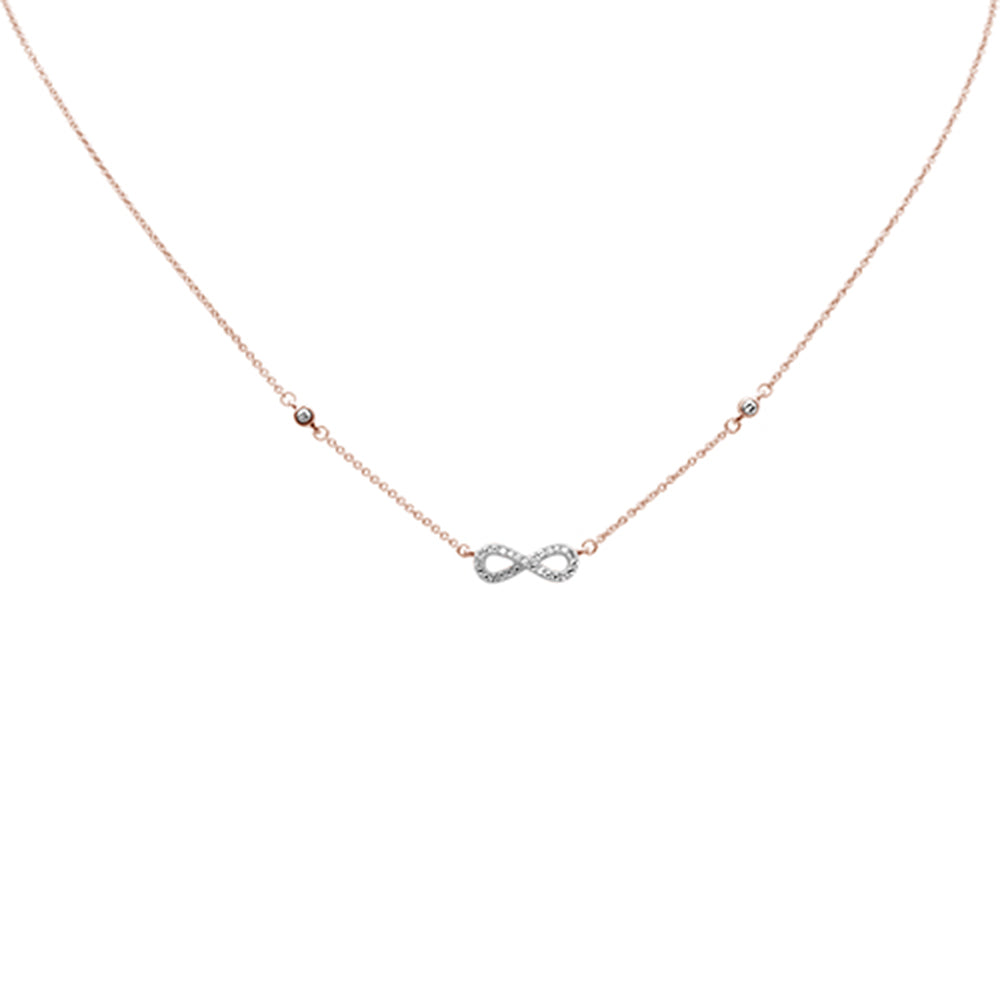 ''.11ct G SI 14K Rose GOLD Infinity Style Diamond Pendant Necklace 16+2'''' EXT Long''