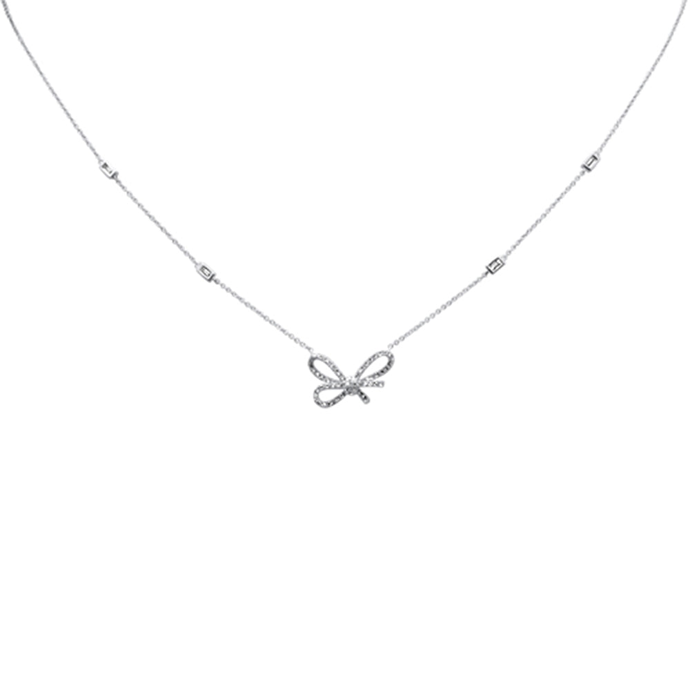 ''SPECIAL!.35ct G SI 14K White Gold DIAMOND Ribbon Style Pendant Necklace 18'''' Long''