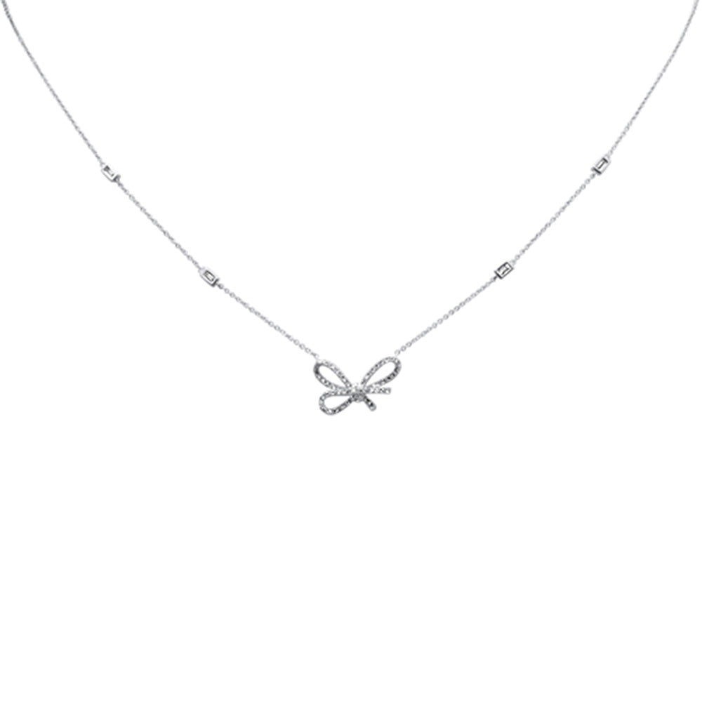 ''SPECIAL!.35ct G SI 14K White GOLD Diamond Ribbon Style Pendant Necklace 18'''' Long''
