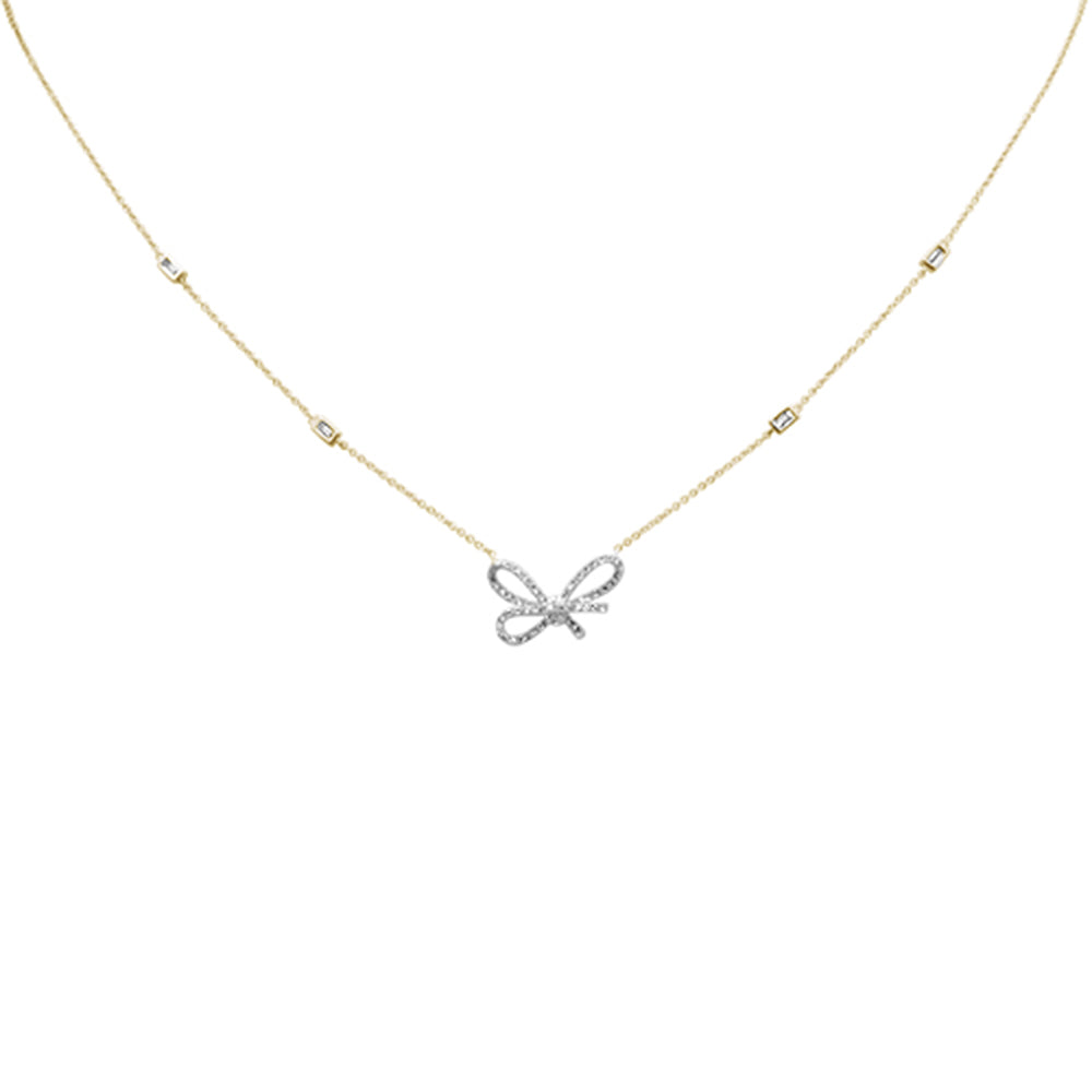 ''SPECIAL!.33ct G SI 14K Yellow Gold Diamond Ribbon Style Pendant NECKLACE 18'''' Long''