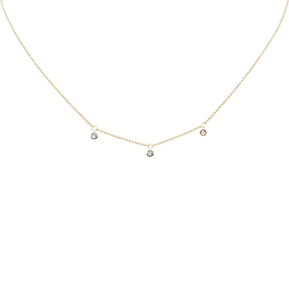 ''.08ct G SI 14K Yellow Gold DIAMOND 3 Stone Pendant Necklace 16+2'''' Long''