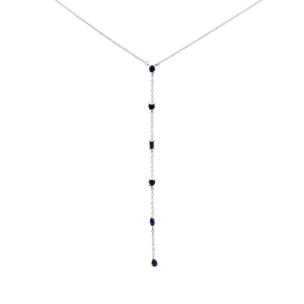 ''SPECIAL!1.07ct G SI 14K White GOLD Blue Sapphire Gemstone Pendant Necklace 16+2'''' Long''