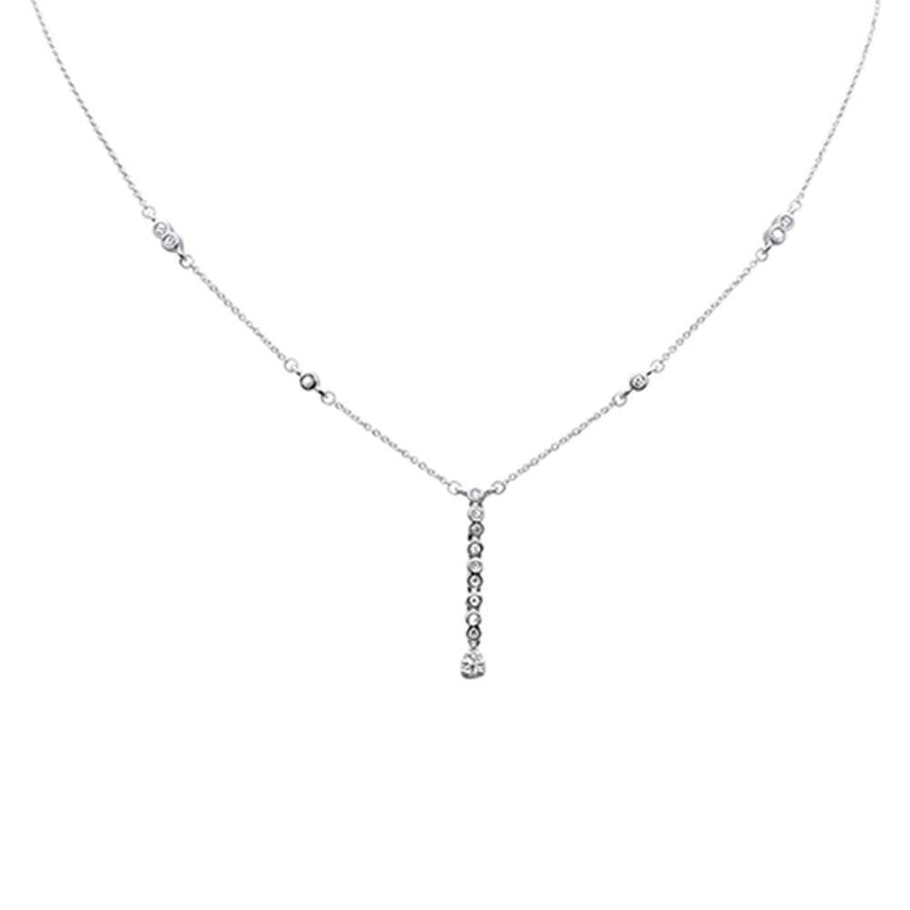 ''SPECIAL! .21ct G SI 14K White Gold DIAMOND & Emerald Dangling Pendant Necklace 16'''' +2'''' EXT''