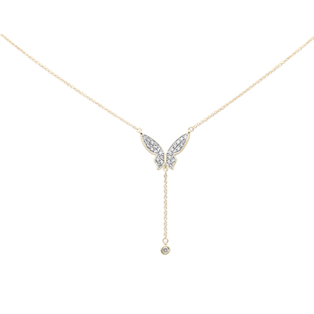 ''SPECIAL!.33ct G SI 14K Yellow Gold Diamond Butterfly Pendant NECKLACE 18'''' Long''