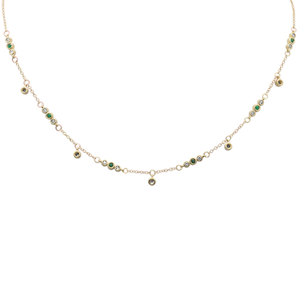 ''SPECIAL!.55ct G SI 14K Yellow GOLD Diamond & Emerald Gemstone Pendant Necklace 16+2'''' Long''