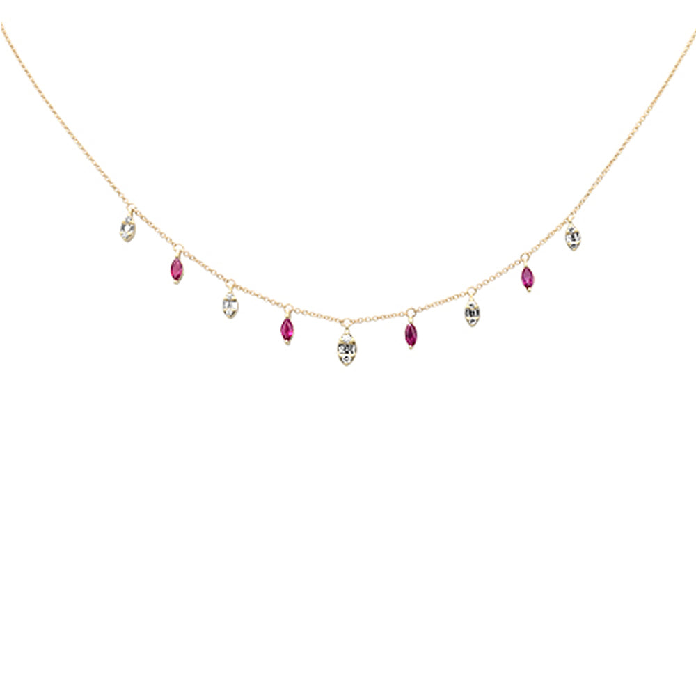 ''SPECIAL!.99ct G SI 14K Yellow Gold Diamond & Ruby Gemstone PENDANT Necklace 16+2'''' Long''