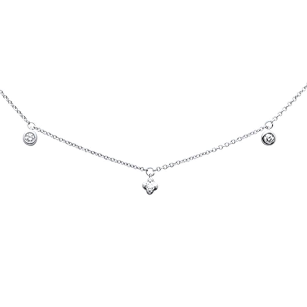 ''.09g G SI 14K White Gold Diamond Bezel PENDANT Necklace 16'''' +2'''' EXT''